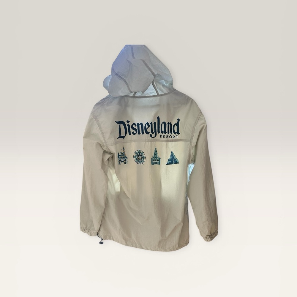 Disneyland Resort Windbreaker Jacket (S) Gray Hooded Lightweight Castle Graphic - Picture 5 of 10